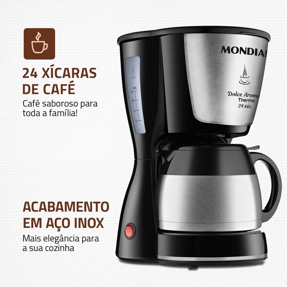 Cafeteira Elétrica Dolce Arome Thermo 600mls 800w Mondial - 2