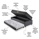 Ver imagem 5 de Bicama Box Baú Solteiro com Colchão Dual Firm Ecoflex Linho Cinza 88x188
