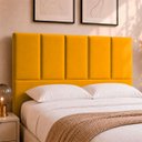 Ver imagem 1 de Cabeceira Classic Casal 140cm para Quarto Cama Decorativa Moderna Elegante Suede Mostarda