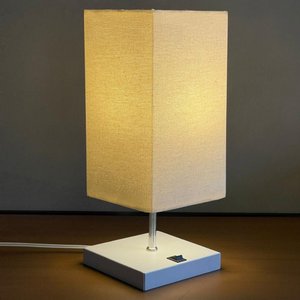 Abajur Luminaria de Mesa Quadrado e Interruptor Ref 49 Decoração Casa Sala Quarto Escritório Moveis