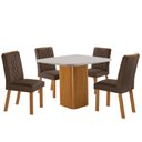 Ver imagem 2 de Conjunto Mesa de Jantar 90cm com 4 Cadeiras Estofadas Multimóveis Crrft-CON050 Madeirado/Off White/