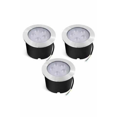 Kit 3 Spots Led Balizador Chão Piso 5w Embutir Branco Quente 3000k