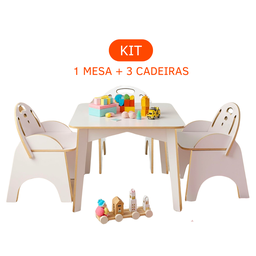 Jogo Mesinha Pequena C/ 3 Cadeirinhas Infantil de Madeira Reforçada Didática Escolar Portátil Mdf - 5