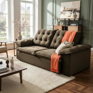 Sofá Nicarágua 2,40mts Retrátil e Reclinável Molas Ensacadas Marrom