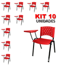 Ver imagem 2 de Cadeira Universitária Plástica Vermelha 10 Unidades Prancheta Plástica - Ultra Móveis