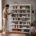 Ver imagem 3 de Estante Multiuso Organizador Livreiro Estilo Industrial 180x170 Branco Total
