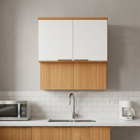 Armário Aéreo 100% MDF 4 Portas 80cm Bari Poliman Móveis