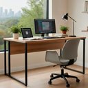 Ver imagem 1 de Mesa Escrivaninha Office Tampo Grosso Industrial 1,28m Nogal/preto