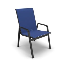 Kit Espreguiçadeira Cadeira Mesa Alumínio Preto Tela Azul - 7