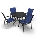 Ver imagem 2 de Kit Espreguiçadeira Cadeira Mesa Alumínio Preto Tela Azul