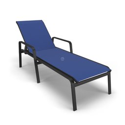 Kit Espreguiçadeira Cadeira Mesa Alumínio Preto Tela Azul - 6