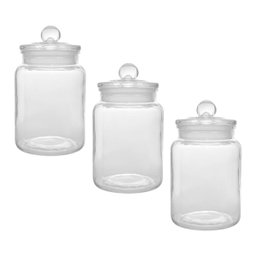Kit 3 Potes Porta Mantimento Vidro Arena 1,6L com Tampa - 1