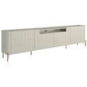 Ver imagem 2 de Rack New Bend 220 cm Porta Frisada Incolar Luna com Pé Dourado