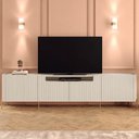 Ver imagem 1 de Rack New Bend 220 cm Porta Frisada Incolar Luna com Pé Dourado