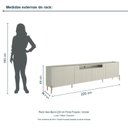 Ver imagem 3 de Rack New Bend 220 cm Porta Frisada Incolar Luna com Pé Dourado