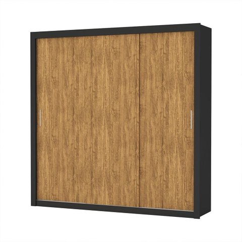 Guarda Roupa Casal 3 Portas de Correr 4 Gavetas 186cm Clarice Preto/Cinamomo - Carioca Móveis