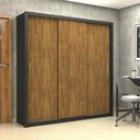 Ver imagem 2 de Guarda Roupa Casal 3 Portas de Correr 4 Gavetas 186cm Clarice Preto/Cinamomo - Carioca Móveis