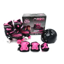 Patins 4 Rodas com Proteção Preto/rosa 34/37 Unitoys 1513 - 2