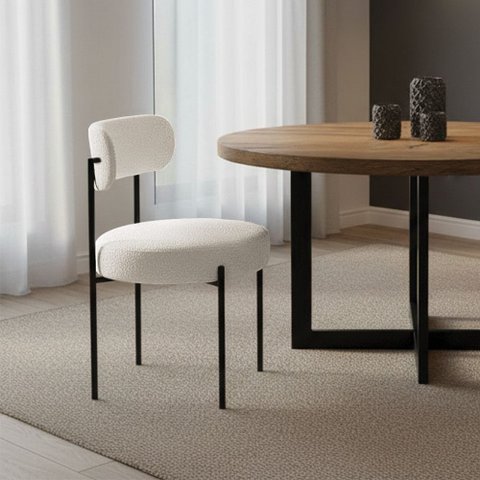Cadeira Sala de Jantar Margara Base em Aço Preto Bouclê Ted D03 - D'Rossi