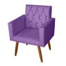 Kit 2 Poltrona para Sala de Estar Thais Capitonê Strass e 1 Puff Redondo Suede Roxo - Móveis - 2