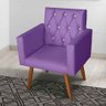 Kit 2 Poltrona para Sala de Estar Thais Capitonê Strass e 1 Puff Redondo Suede Roxo - Móveis - 5