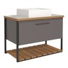 Armário Gabinete Banheiro 80cm Mdf com Espelheira 1 Porta Titanium - 3