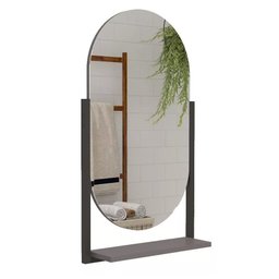Armário Gabinete Banheiro 80cm Mdf com Espelheira 1 Porta Titanium - 5