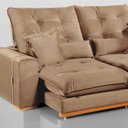 Ver imagem 3 de Sofa Retratil e Reclinavel Milano 230cm Kc Rei de Casa Veludo Bege