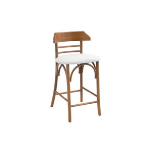 Banqueta Média Theo Madeira Tauari Amêndoa Estofada Decorativa Studio Metal Madeira Banqueta Theo Br