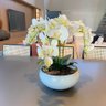 Arranjo Grande Centro de Mesa 4 Orquídeas Brancas 3d Vaso Branco - 2