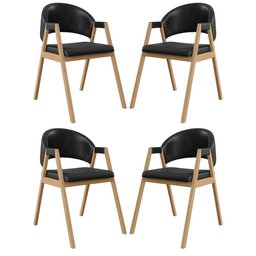 Kit 4 Cadeiras Suellen Luxo Reforçada Mesa de Jantar Courino Cor:preto - 1