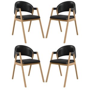 Kit 4 Cadeiras Suellen Luxo Reforçada Mesa de Jantar Courino Cor:preto