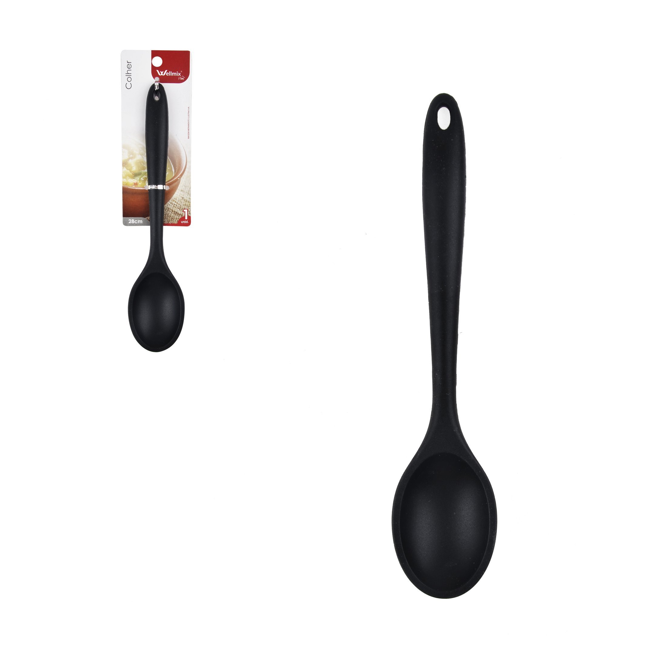 Colher Multiuso de Silicone Inteiriço 28 cm Preta. - 2