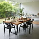 Ver imagem 6 de Mesa de Jantar Industrial Madeira Teca Pés Metalon 180x90cm:preto/teca