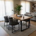 Ver imagem 2 de Mesa de Jantar Industrial Madeira Teca Pés Metalon 180x90cm:preto/teca