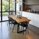 Ver imagem 5 de Mesa de Jantar Industrial Madeira Teca Pés Metalon 180x90cm:preto/teca