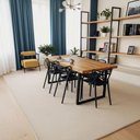 Ver mais imagens de Mesa de Jantar Industrial Madeira Teca Pés Metalon 180x90cm:preto/teca