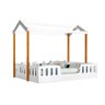 Cama Casal Luxo Casinha Segura Montessoriana Ágatha Branco/amêndoa Acompanha Luminária Led - 2