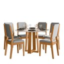 Ver imagem 2 de Conjunto Sala de Jantar Mesa Tampo Redondo Vidro/MDF Isabela 117cm com 6 Cadeiras Carol Marrom/Ypê/Cinza
