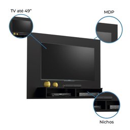 Painel para Tv até 49 Polegadas com Nicho Eros Preto - 4