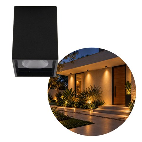 Spot LED Sobrepor Quadrado Opus Minima Glow 4.5W 3000k 30° Preto IP65 Externo ST3293