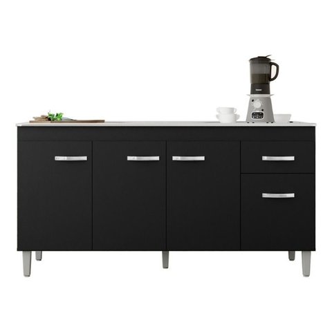 Armário Multiuso Gabriela 150cm Preto S/tampo
