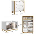 Ver imagem 2 de Quarto de Bebê Completo Flora com Berço Cômoda e Roupeiro 5085 Branco Qmovi