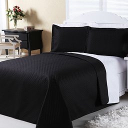 Kit Cobre Leito Dual Color Preto e Branco Casal 03 Peças - Dupla Face - 3