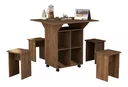 Ver imagem 2 de Mesa De Cozinha Dobrável 90cm Annie C/ Bancos e Rodizio 100% Mdf -Castanho