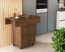 Ver imagem 3 de Mesa De Cozinha Dobrável 90cm Annie C/ Bancos e Rodizio 100% Mdf -Castanho