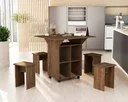 Ver imagem 1 de Mesa De Cozinha Dobrável 90cm Annie C/ Bancos e Rodizio 100% Mdf -Castanho