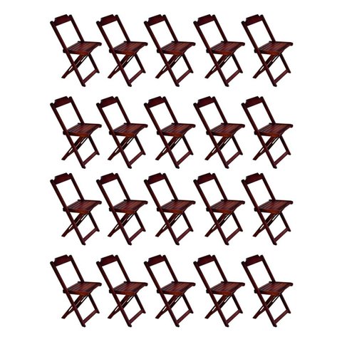 Kit 20 Cadeiras de Madeira Dobravel Imbuia