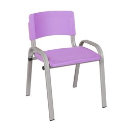 Kit 8 Cadeira Iso Infantil Creche, Base Cinza Lilas - 2