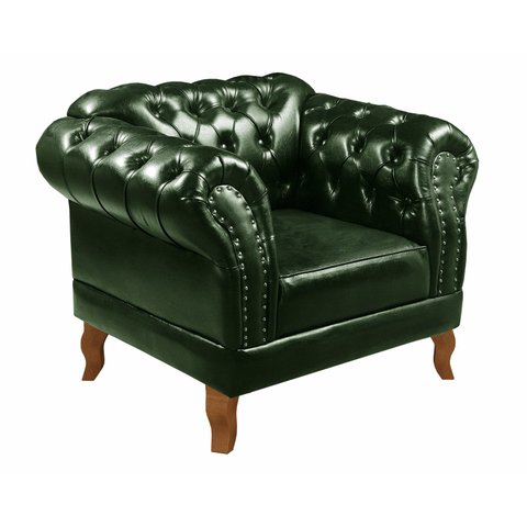 Poltrona Chesterfield Dom Pedro Decoração Recepção Barbearia Sala - Couríssimo Verde